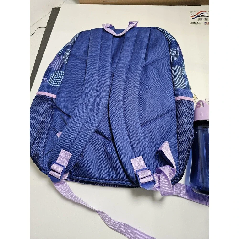 Wonder Nation Purple Polka Dot Backpack & Lunchbox 5 Piece Set With Water Bottle